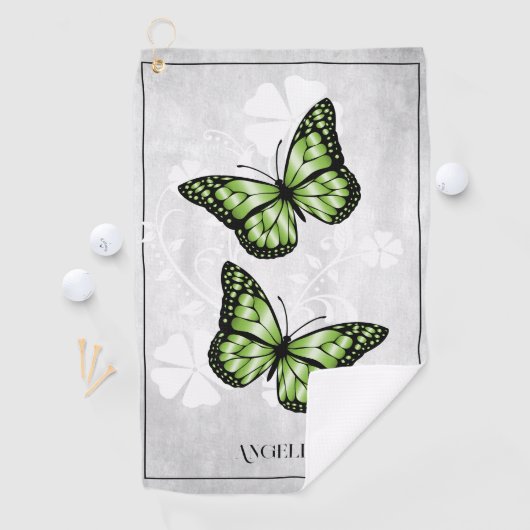 Serviette de golf Floral Papillon Vert (En situation)