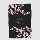 Serviette De Golf Floral Pink Black Cherry Blossom Monogram (Devant)