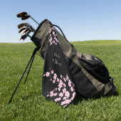 Serviette De Golf Floral Pink Black Cherry Blossom Monogram (Vert)