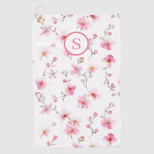 Serviette De Golf Floral rose personnalisé (Devant)