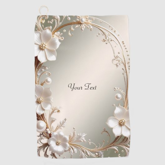 Serviette de golf florale blanche ornée (Devant)