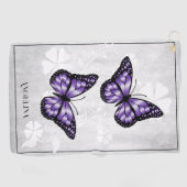 Serviette de golf florale de papillon violet (Horizontal)