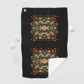Serviette de golf florale en mosaïque sarcelle — É (En situation)