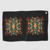 Serviette de golf florale en mosaïque sarcelle — É (Horizontal)