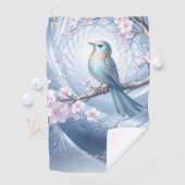 Serviette de golf florale Oiseau Bleu (En situation)