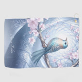 Serviette de golf florale Oiseau Bleu (Horizontal)