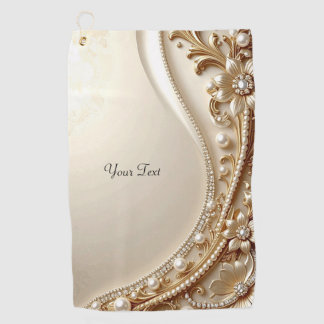 Serviette de golf florale ornée élégante en or