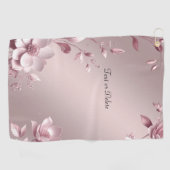Serviette de golf florale rose délicate (Horizontal)