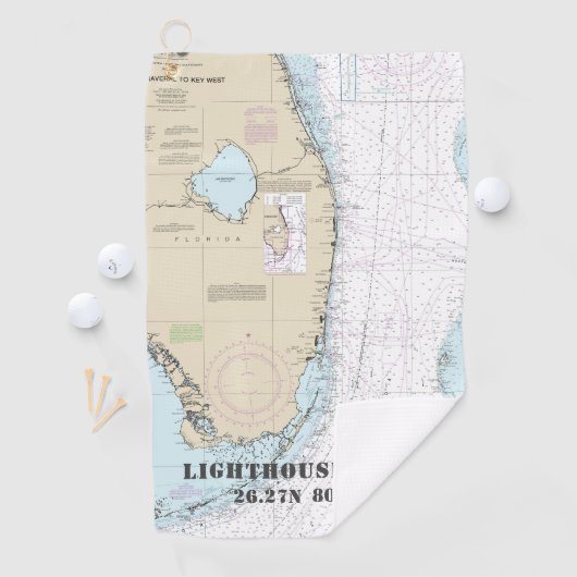 Serviette De Golf Floride Sud carte nautique Latitude Longitude (En situation)