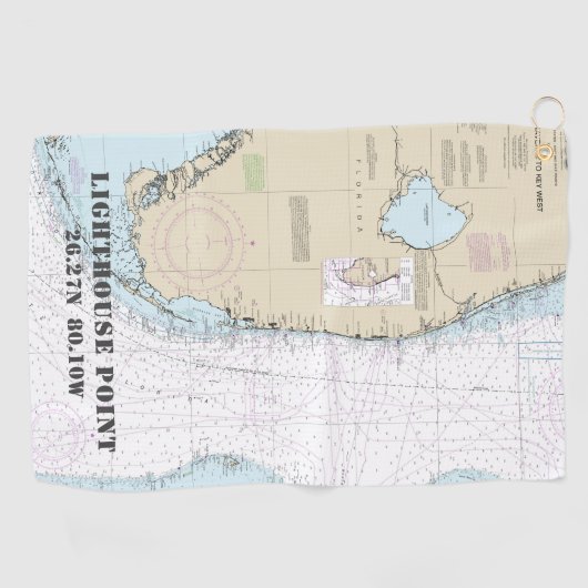 Serviette De Golf Floride Sud carte nautique Latitude Longitude (Horizontal)