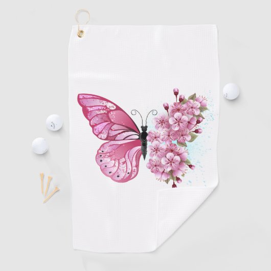 Serviette De Golf Flower Butterfly (En situation)