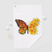 Serviette De Golf Flower Butterfly with Yellow California Poppy (En situation)