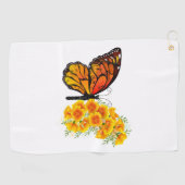 Serviette De Golf Flower Butterfly with Yellow California Poppy (Horizontal)