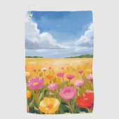 Serviette De Golf Flower Field Landscape Painting (Devant)