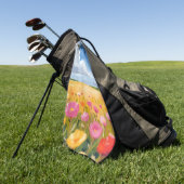 Serviette De Golf Flower Field Landscape Painting (Vert)