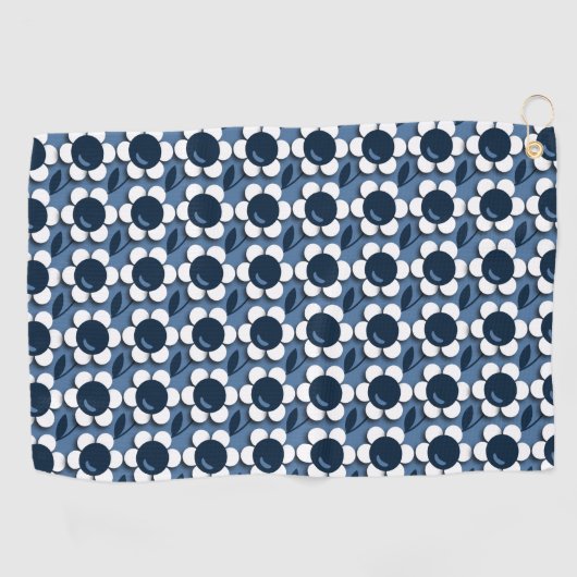 Serviette De Golf Flowers bleu et blanc (Horizontal)
