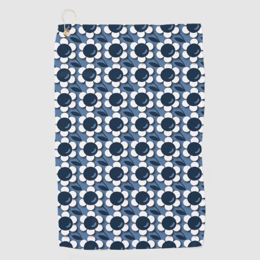 Serviette De Golf Flowers bleu et blanc (Devant)