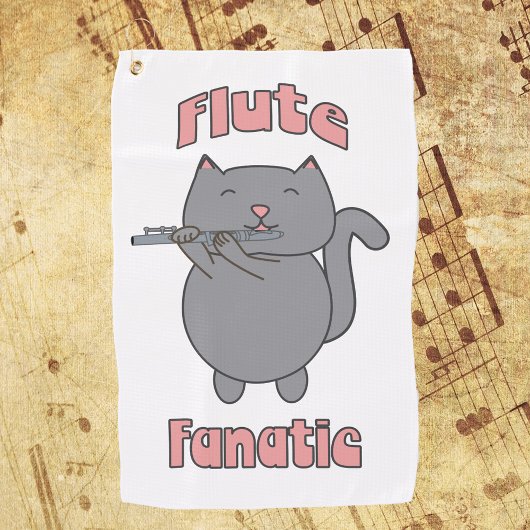 Serviette De Golf Flûte Fantic Musical Chat Gris Rose