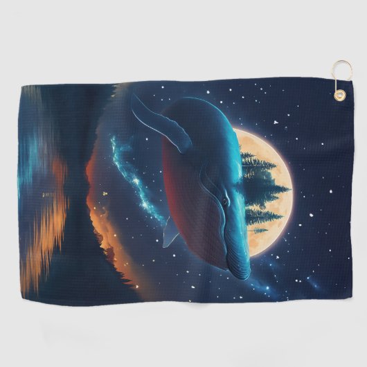 Serviette De Golf Flying Humpback Baleine Lune Mer Lumière Forêts St (Horizontal)