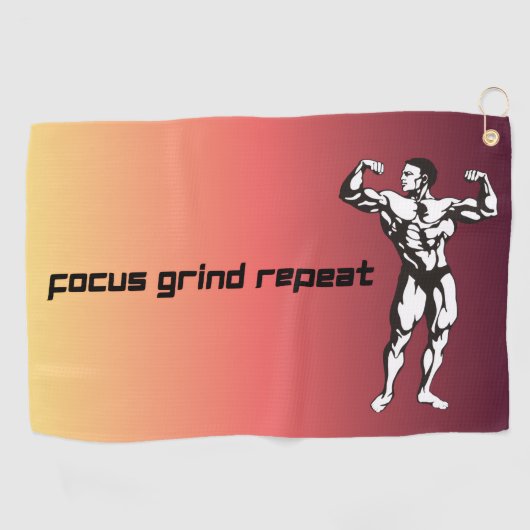 Serviette De Golf « Focus, Grind, Repeat » Motivationnel (Horizontal)