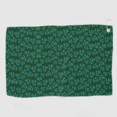 Serviette De Golf Fond vert foncé avec feuilles botaniques sarcelle (Horizontal)