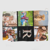 Serviette De Golf Fore Papa Photo Collage Personnalisé Nom du monogr (Horizontal)