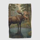 Serviette De Golf Forêt boisée d'orignal rustique nature (Devant)