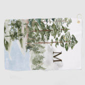 Serviette De Golf Forêt de pins verts et lac monogrammés (Horizontal)