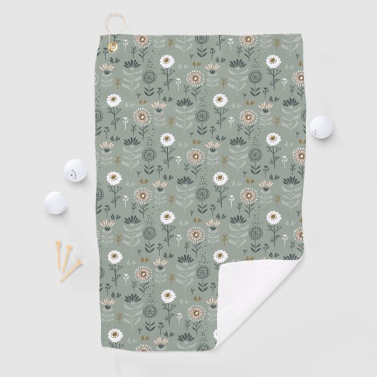 Serviette De Golf Forêt Florale Sage Green (En situation)