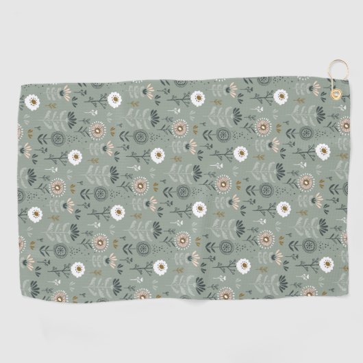 Serviette De Golf Forêt Florale Sage Green (Horizontal)