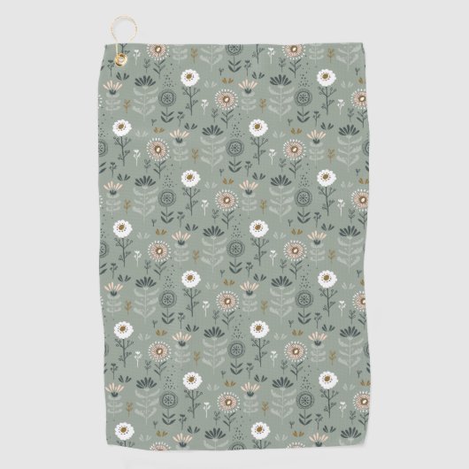 Serviette De Golf Forêt Florale Sage Green (Devant)