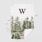 Serviette De Golf Forêt Verte Rustique Monogramme Aquarelle (En situation)