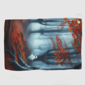 Serviette De Golf Forêts éffrayantes d'automne avec un fantôme (Horizontal)