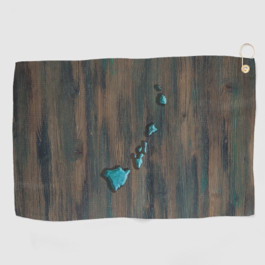 Serviette De Golf Forme d'état de Hawaii Turquoise (Horizontal)