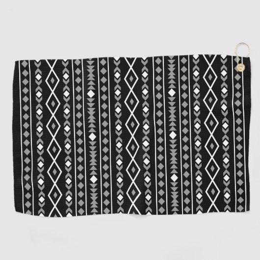 Serviette De Golf Formes Aztec Motif gris noir (Horizontal)