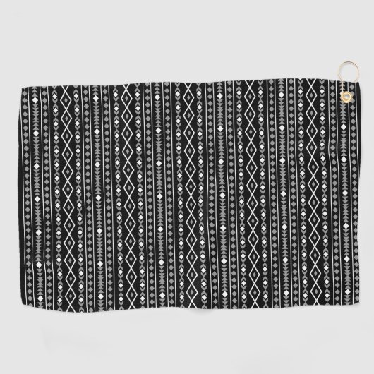 Serviette De Golf Formes Aztèque Motif Rpt Gris Blanc Noir (Horizontal)