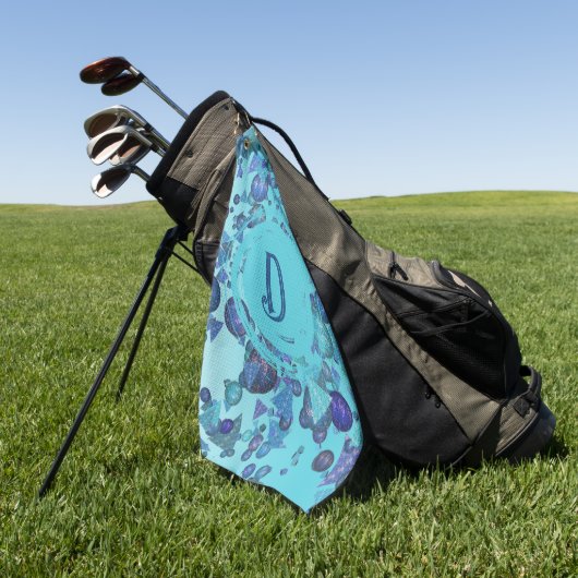 Serviette De Golf Formes géométriques modernes avec monogramme en bl (Vert)