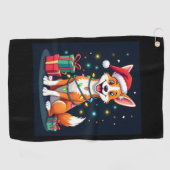Serviette De Golf Fox Terrier Xmas Éclairage Père Noël Fox Terrier C (Horizontal)