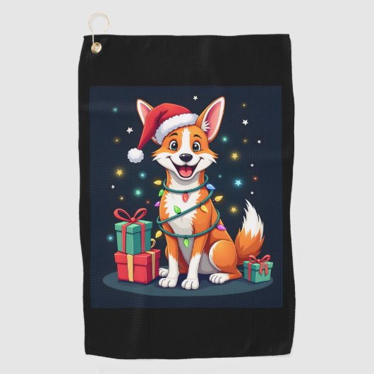 Serviette De Golf Fox Terrier Xmas Éclairage Père Noël Fox Terrier C (Devant)