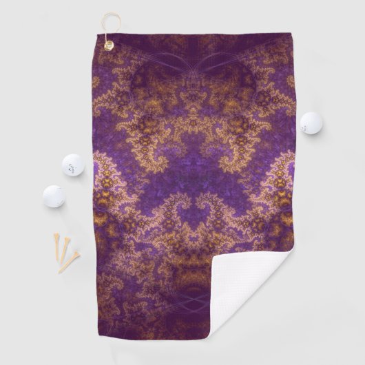 Serviette De Golf Fractale or et pourpre (En situation)