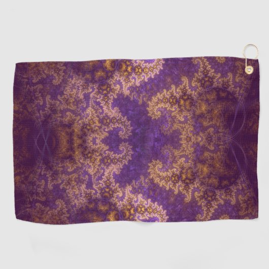 Serviette De Golf Fractale or et pourpre (Horizontal)
