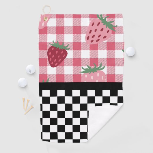 Serviette De Golf Fraises Whimsical et tableau de bord (En situation)