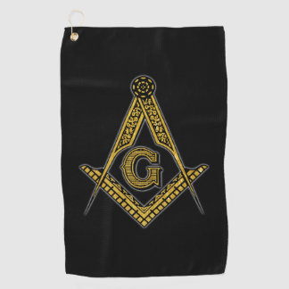 Serviette De Golf Franc-maçon (noir et or)