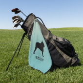 Serviette De Golf Français Bulldog Silhouette Nom personnalisé (Vert)