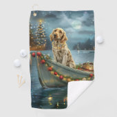 Serviette De Golf Français Setter Christmas Festive Voyage (En situation)