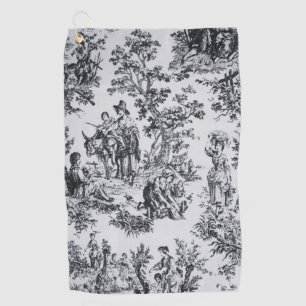 Serviette De Golf Française toile de jouy noir et blanc élégant