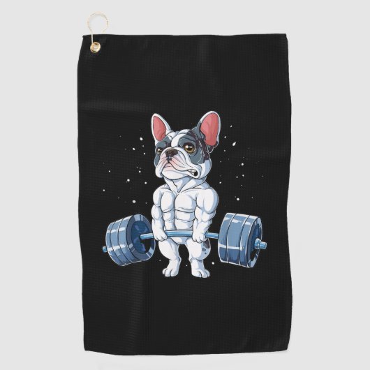 Serviette De Golf French Bulldog Poids Funny Deadlift Gym (Devant)