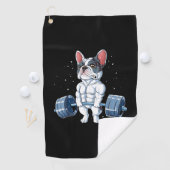 Serviette De Golf French Bulldog Poids Funny Deadlift Gym (En situation)
