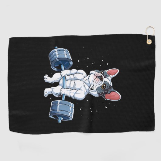 Serviette De Golf French Bulldog Poids Funny Deadlift Gym (Horizontal)