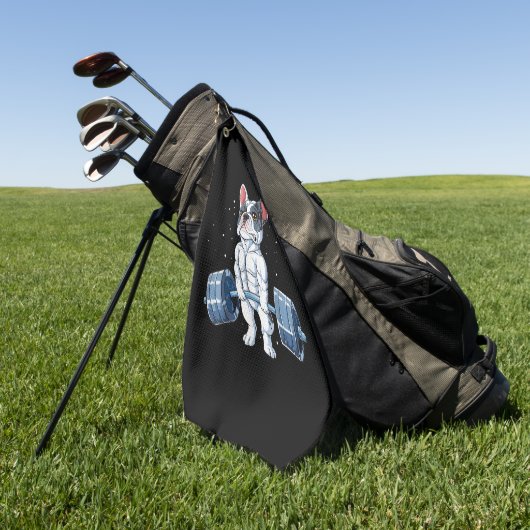 Serviette De Golf French Bulldog Poids Funny Deadlift Gym (Vert)